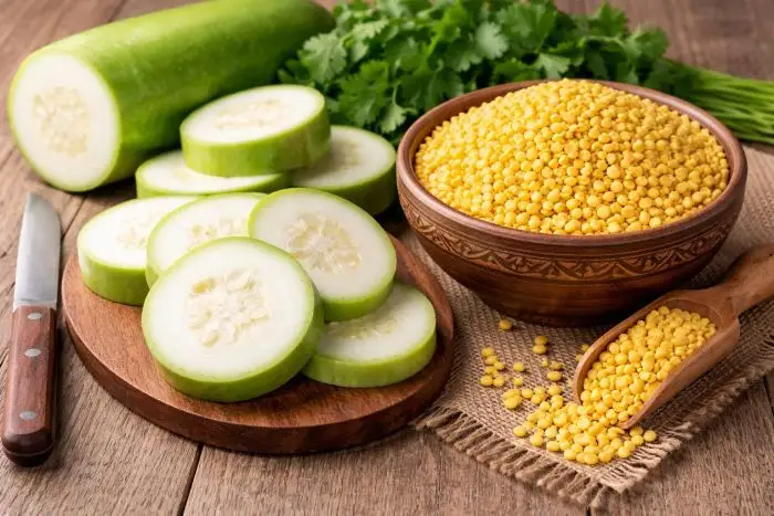Low calorie lauki and moong dal for Indian vegetarian diet plan