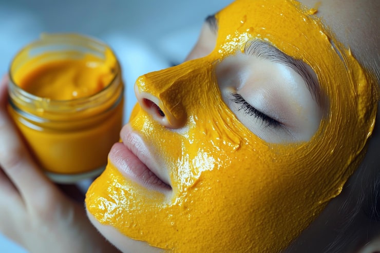 Turmeric and honey paste for lightening dark spots caused by pimples.