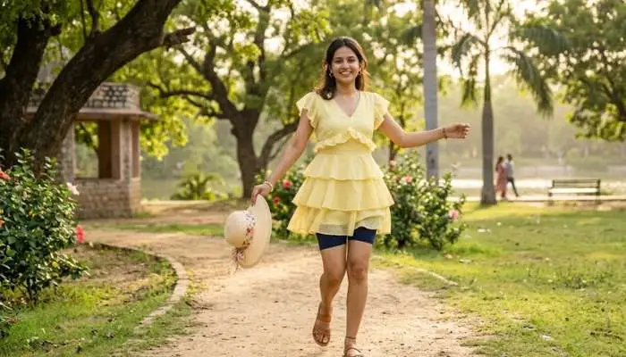 Mini bold ruffle dress for women when you want playful shorts that dry fast in summer heat.