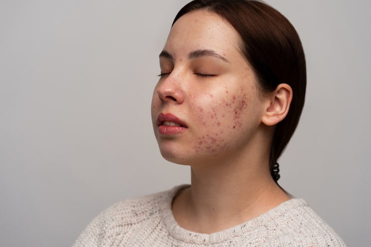 Causes of acne scars and dark spots on oily Indian skin due to UV rays and pollution.