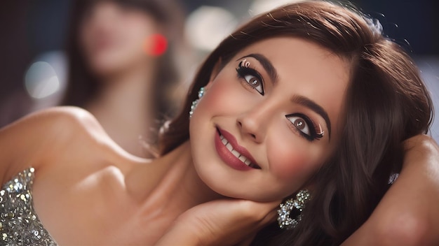 Evening party makeup look with coral peach lipstick for wheatish skin