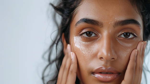 Close-up view of facial skin texture showing enlarged pores and excess sebum shine common in oily skin types. Close-up view of facial skin texture showing enlarged pores and excess sebum shine common in oily skin types.