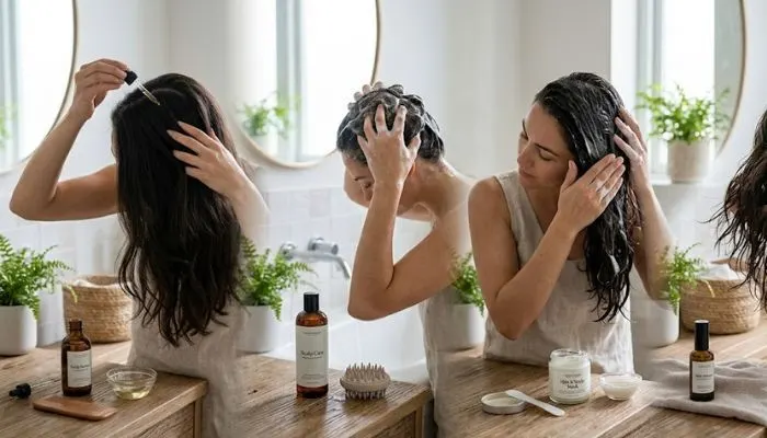 Weekly scalp care routine chart for hair growth and thickness. Weekly scalp care routine chart for hair growth and thickness.