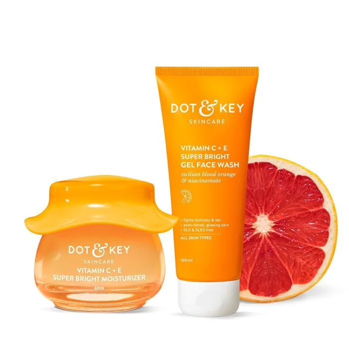 Minimalist Vitamin B5 moisturizer and Dot & Key Vitamin C sorbet. Minimalist Vitamin B5 moisturizer and Dot & Key Vitamin C sorbet.