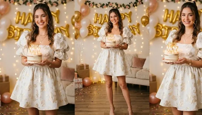 Pinterest inspired birthday outfit ideas featuring a mini fit-and-flare dress with puff sleeves and aesthetic lighting Pinterest inspired birthday outfit ideas featuring a mini fit-and-flare dress with puff sleeves and aesthetic lighting