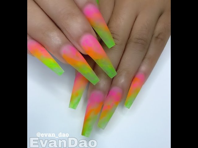 Acrylic Nails Tutorial | Rainbow Marble Nails | Summer Nails